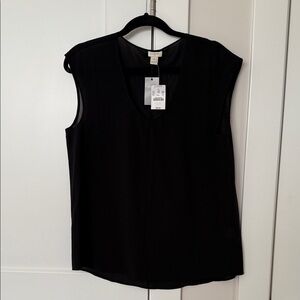 J. Crew Black V-Neck Blouse